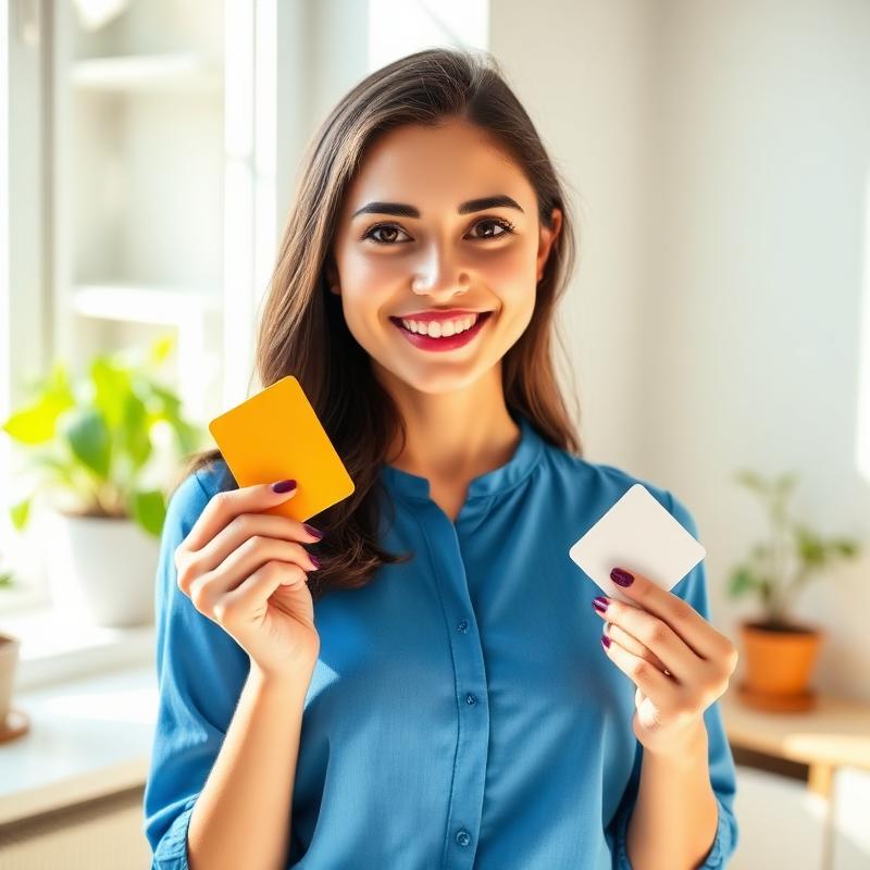 Customer holding payment cards